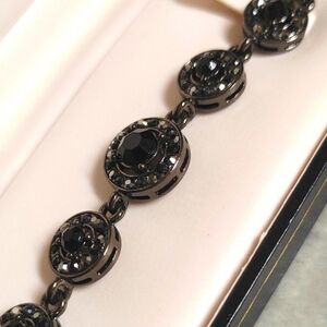 AAI Gun Metal Black Crystal & Marcasite Articulated Circles Bracelet